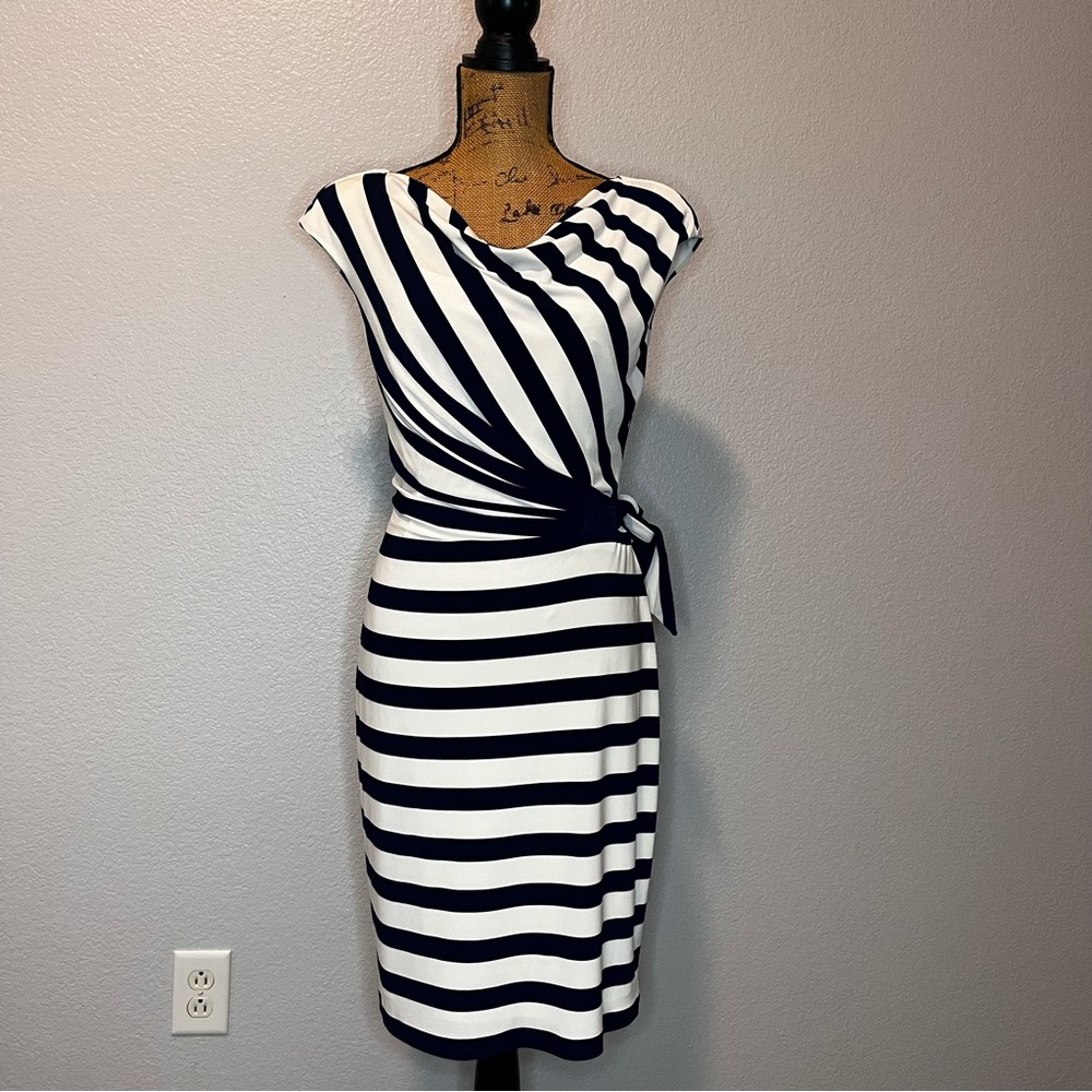 RALPH LAUREN WOMEN STRIPED DRESS WHITE BLUE NAUTICA SIZE 6